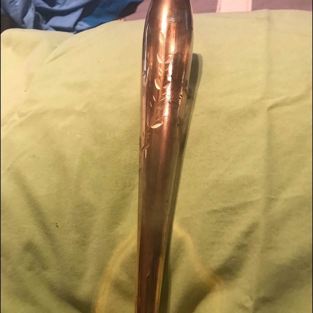 Vintage gilded gold etched glass bud vase